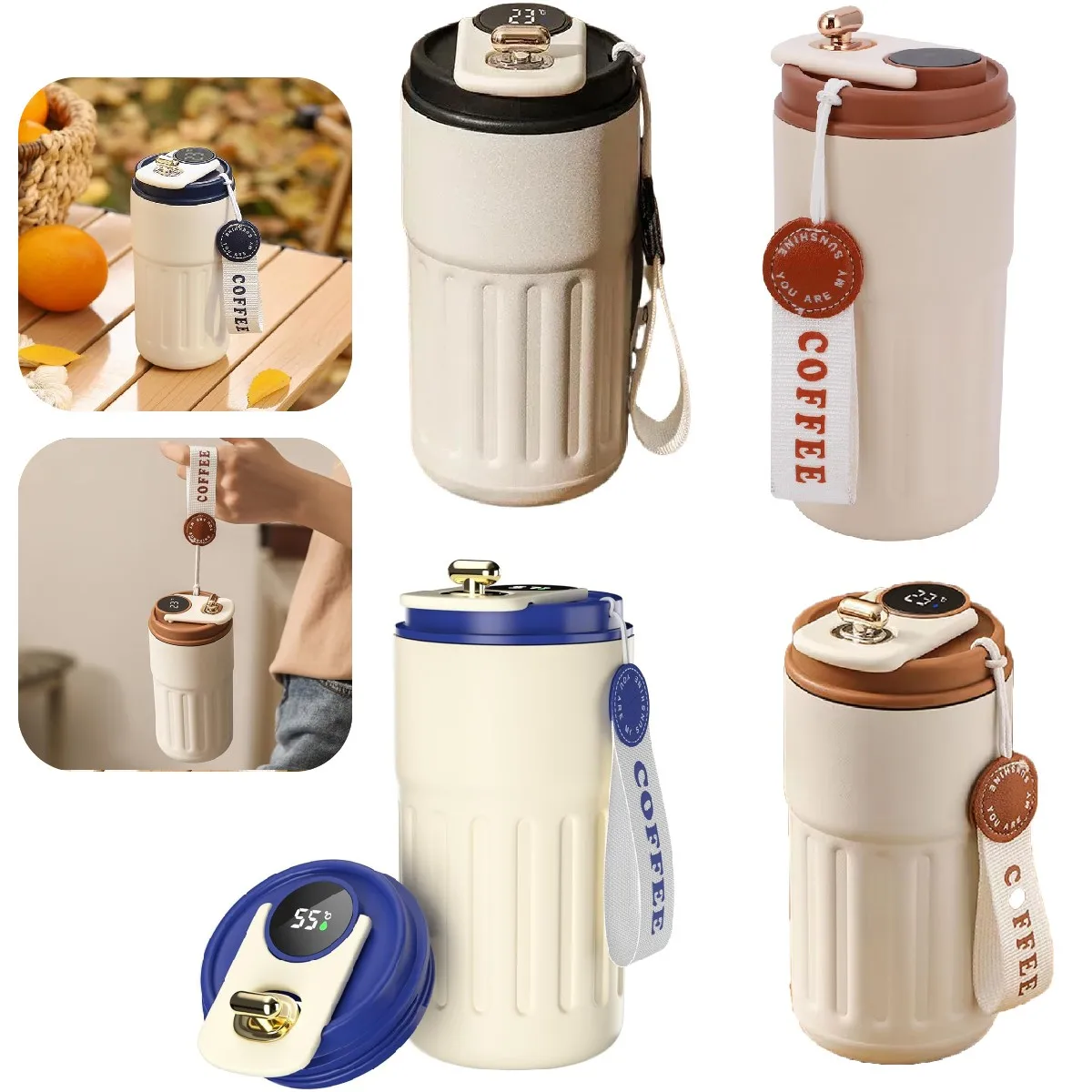 Travel 450 ML Mug With Temperature Display, 304 Stainless Steel Vacuum Coffee Cups~: 3 - 5 Days Free Delivery Only UK