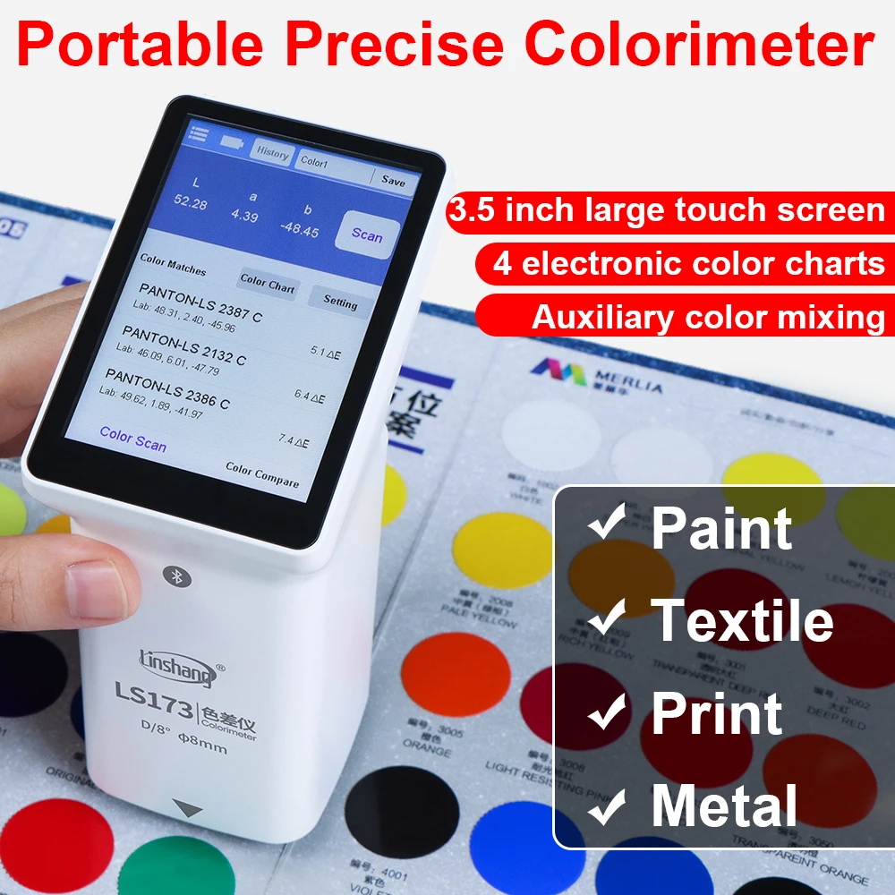 Digital Colorimeter Portable Colormeter LS173 D/8&deg; Professional Linshang Color Measuring Device for Car Paint portable colorimeter