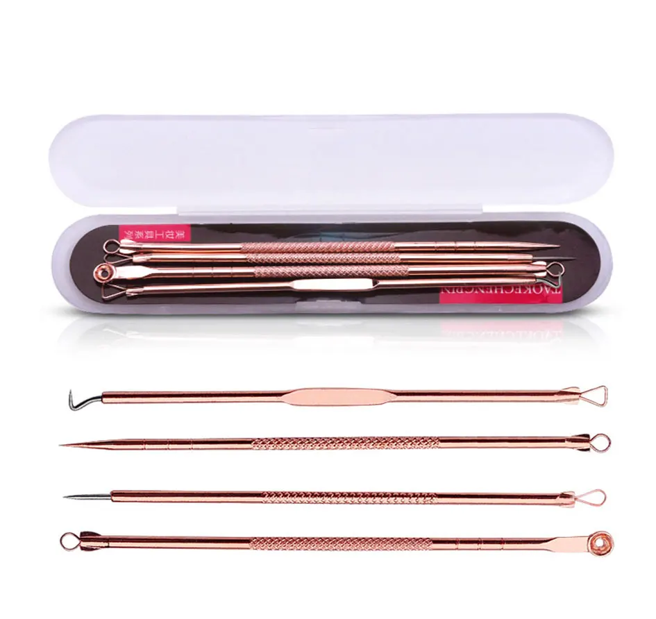Stainless Steel Blackhead Remover Tool Kit 4 5 Pcs Face Massage Whitehead Pimple Spot Comedone Acne Extractor Face Massager