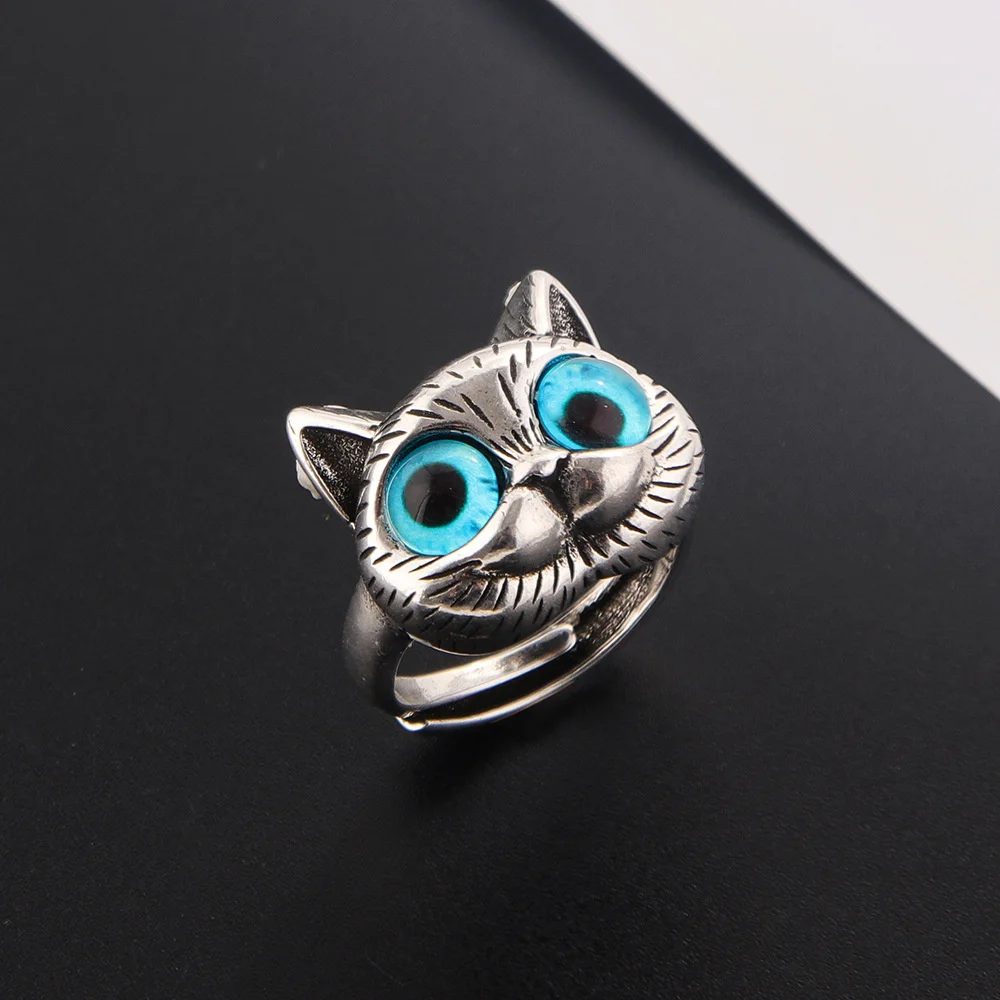 Cat Ring Silver Alloy Adjustable for Women Jewelry Gift