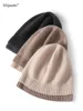 100% Wool Knit Caps New Fashion Double Layer Hem Deco Unisex Beanies Pure Wool Warm Hat Soft Cozy Spring Outdoor Casual 1
