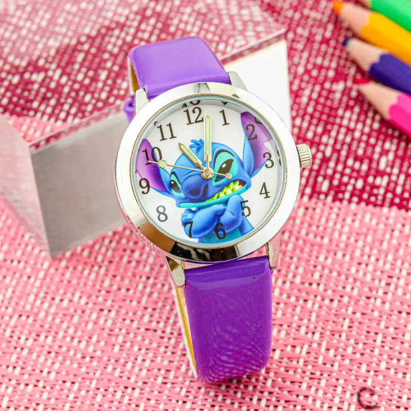 Disney Stitch Children's Watches Cartoon PU Strap Analog Watch Kids Quartz Watches Boys Kids Gifts for Primary School Students 2