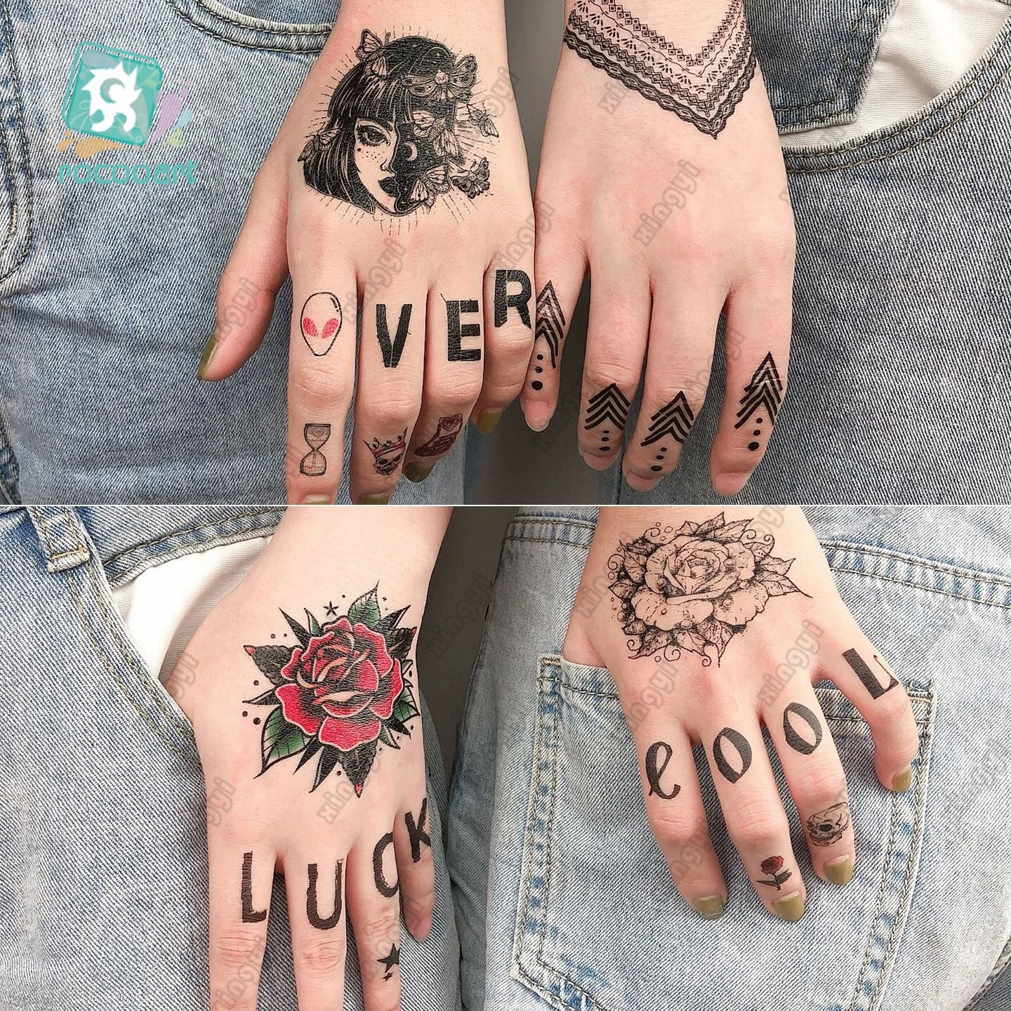 Finger Tattoos Realistic Rose Temporary Tattoo Men - Temu