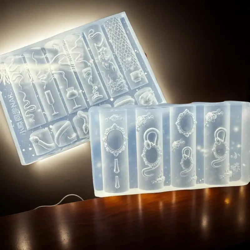 3D 뱀 실리콘 몰드 네일 아트 장식 DIY 장미 꽃 디자인 투명 네일 템플릿 매니큐어 디자인 도구 쥬얼리 공예