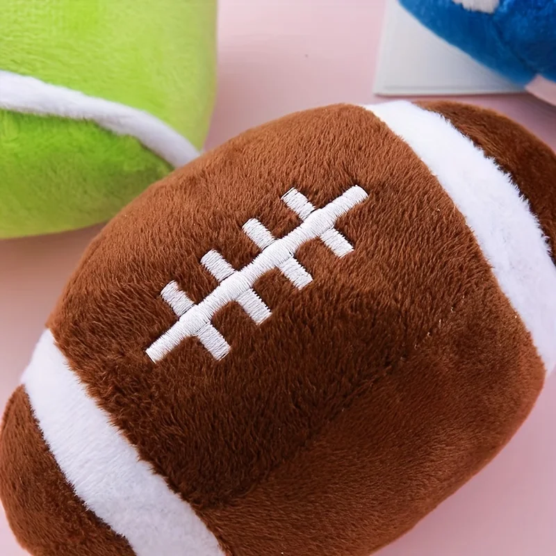 1Pc Pet Plush Sound-Making Toy New Ball Dog and Cat Toys Football Rugby Interactive Puppy Training Toys Boredom - Pet Supplies 5