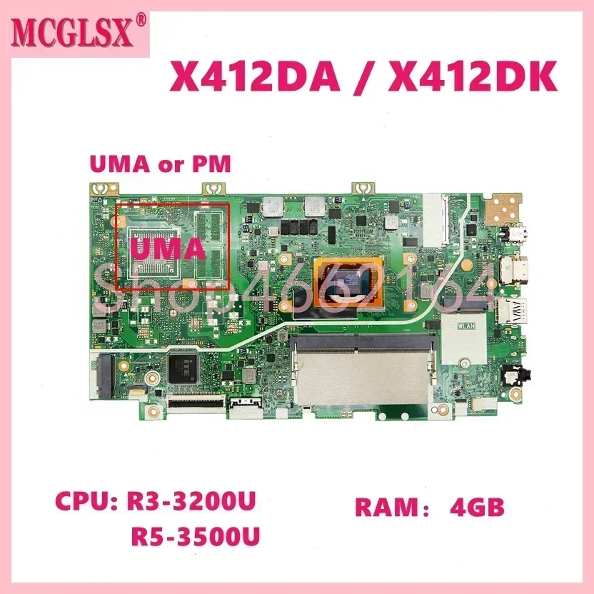 X412DK With R3 R5 R7 CPU 4GB-RAM UMA/V2G GPU Mainboard R412DA