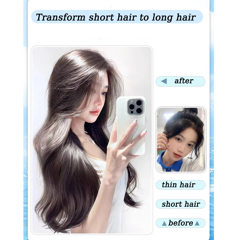 Synthetic Loose Wave Hair Extensions Hairpiece Long Invisible Seamless U-shaped Wig Wavy Hair Extensions Increase Hair Volume