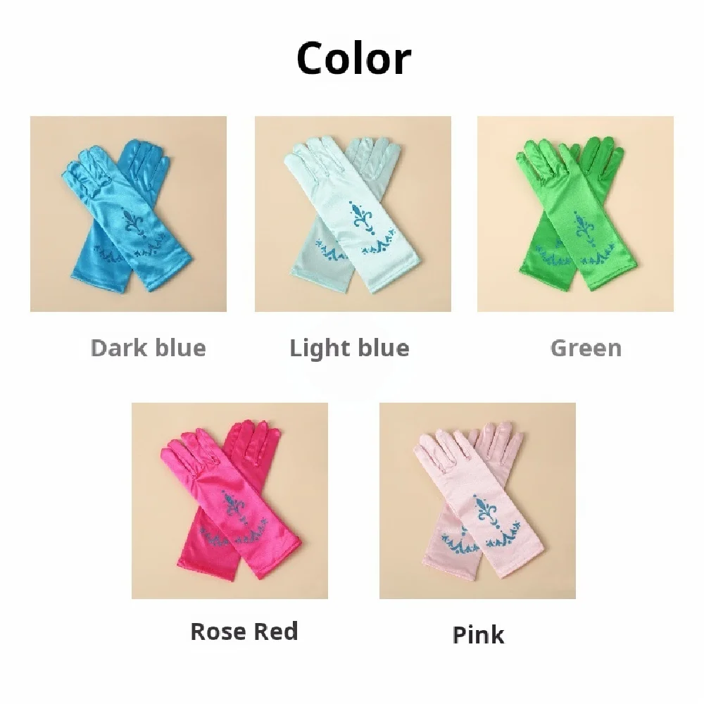 1 Paar Elsa-Prinzessin-Handschuhe für Mädchen, langer Bogen-Pailletten-Druck, Halloween-Geburtstagsfeier, Rollenspiel-Prinzessin-Handschuhe – Detail 3