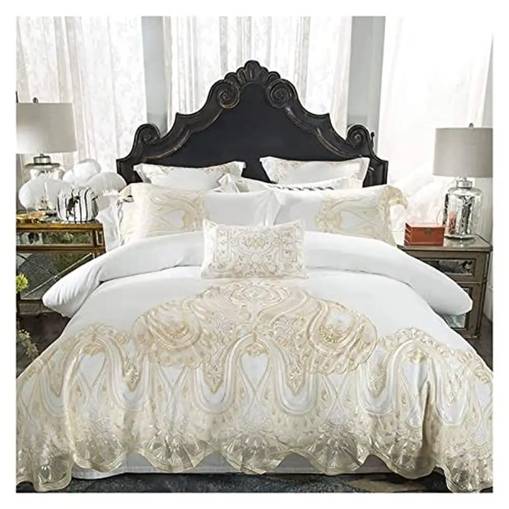 Silk Hotel Bedding Set Ultrafine Fiber and Water Wash Cotton Blend Solid Color Design Zipper Closure Machine Washable Queen Size