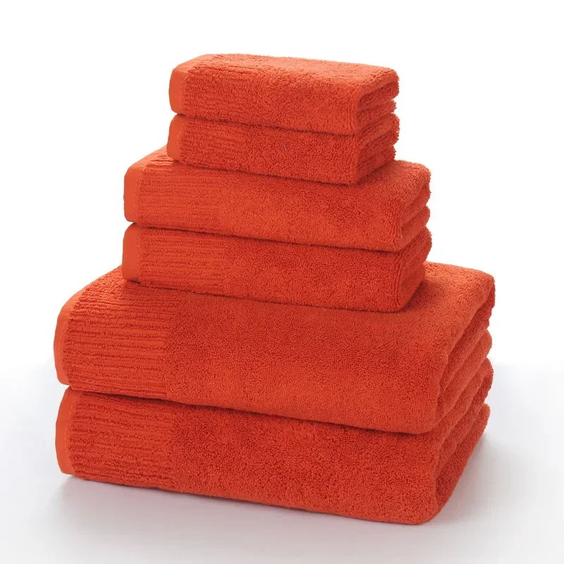 3Pcs Towel Set Adult 100% Cotton Soft Jacquard Solid Color Hand Face Bath Towels Thick Absorbent Summer Beach Towel Brown