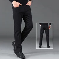 New Men Basic Versatile Black Denim Pants Male Formal Occasion Work Wear Denim Trousers Spring Autumn Concise Straight Leg Jeans 1