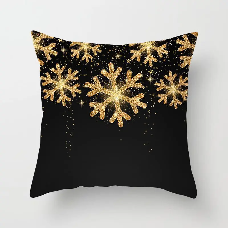 

Peach Skin Pillow Case Black Gold Printing Bedside Pillowcase Home Decoration Print Living Room Pillow Cover Cushion Cover