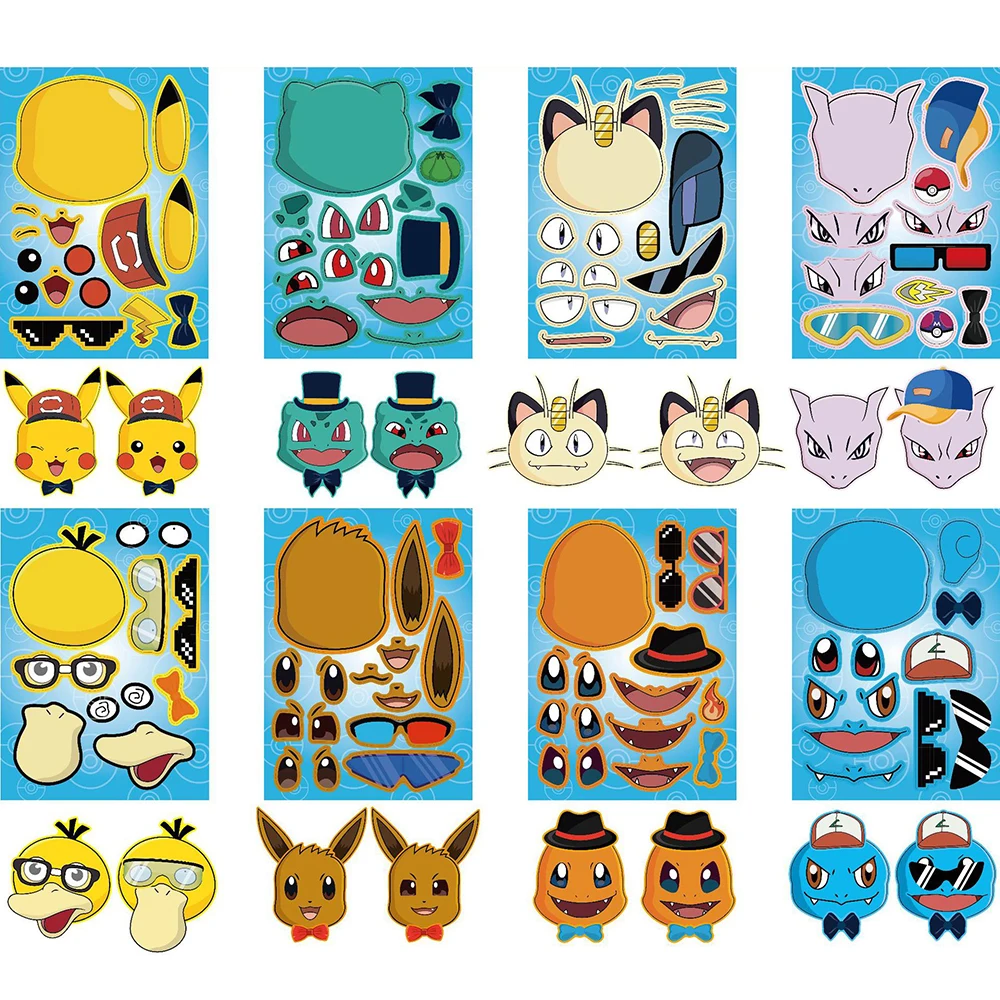 Pocket Monsters Puzzle Stickers DIY Kawaii Pikachu Cartoon Anime Luggage Notebook Skateboard Decals Decoration Kids Toys Gifts 4