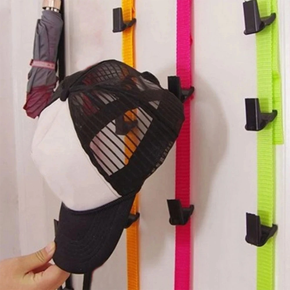 Adjustable Over Door Hook Rope Hanging Hat Baseball Cap Rack Holder Organizer 1Pc storage hook,door hook,hat rack