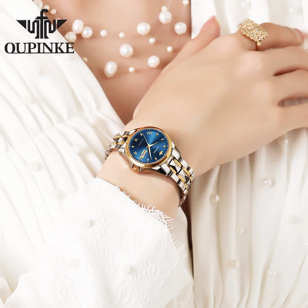 OUPINKE 3171 Women's Watch Top Luxury Tungsten Steel Sapphire Brand Waterproof Automatic Mechanical Watch Elegant Women's Watch