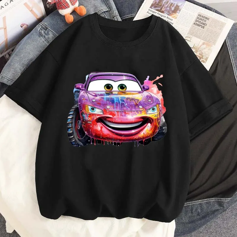 Maglietta Stampata Auto Disney Lightning Mcqueen Abbigliamento Donna Maglietta Maglietta Grafica Cartone Animato Carino Maglietta A Maniche Corte Da D