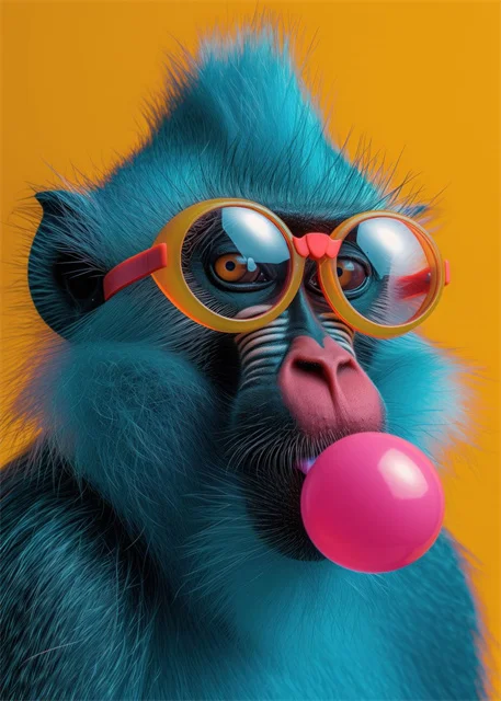 Vibrant Pink Bubblegum Animal Canvas Print - Cute Cartoon Wall Art