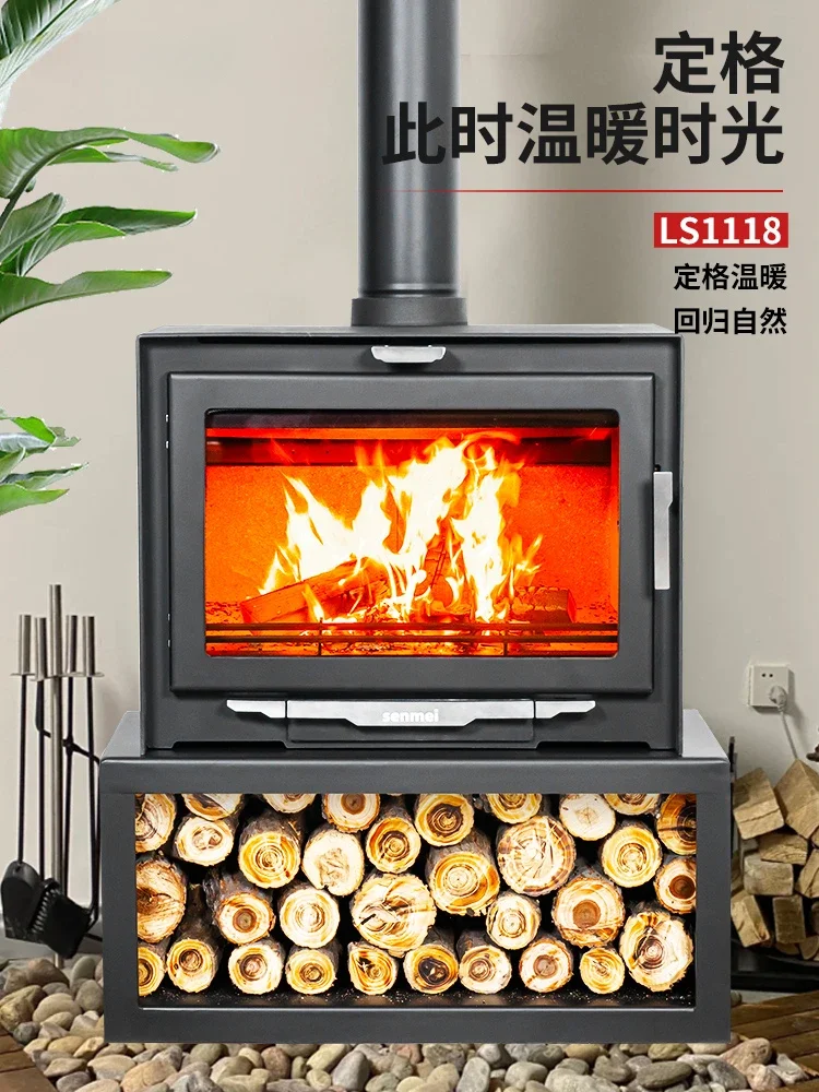 

Steel plate real fire fireplace burning wood and firewood heating stove burning fire homestay villa rural decorative fireplace