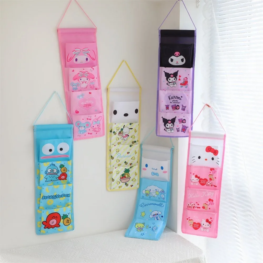 

Sanrio Hello Kitty My Melody Hangyodon Cute Cartoon Kitchen Behind The Door Hanging Bag Bedroom Wardrobe Four Grids Storage Bag