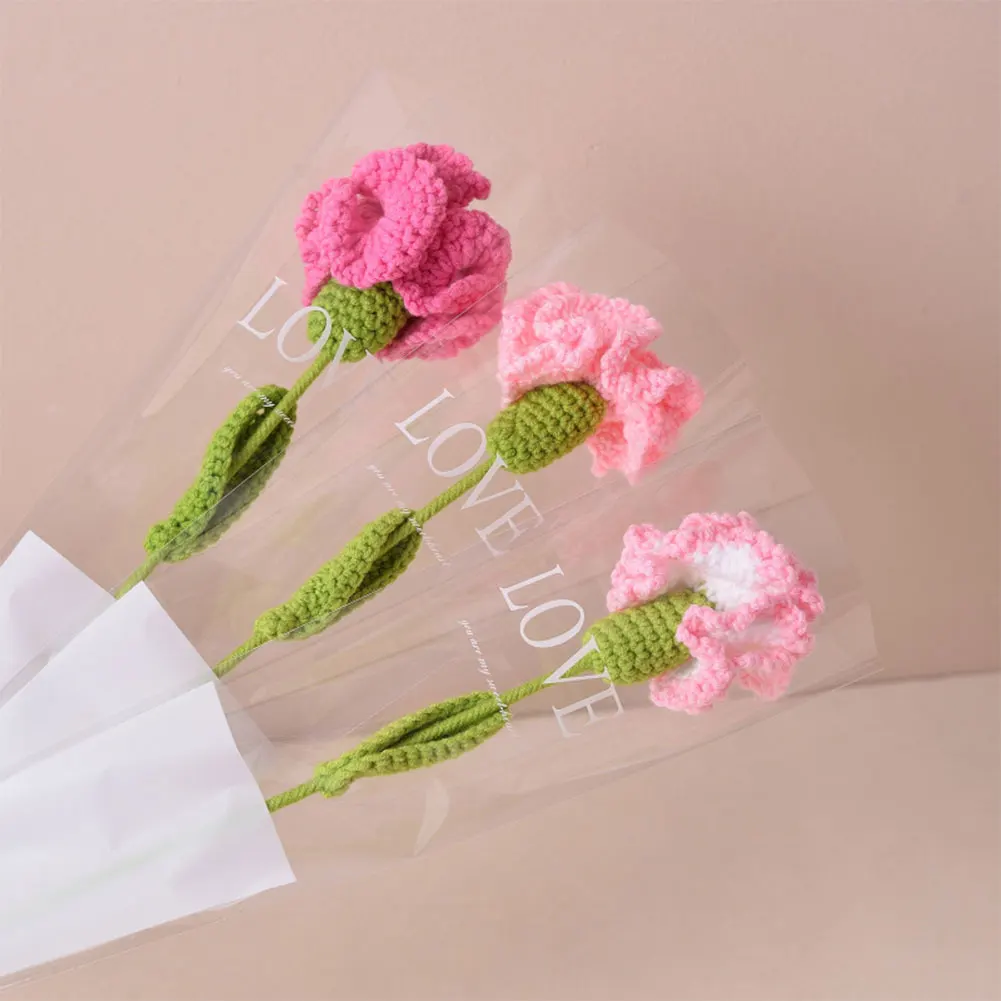 DIY 카네이션 뜨게 부케, 어머니의 날 꽃 부케, 손으로 짠 가짜 꽃, 니트 꽃, 홈 테이블 크로셰, 가짜 꽃