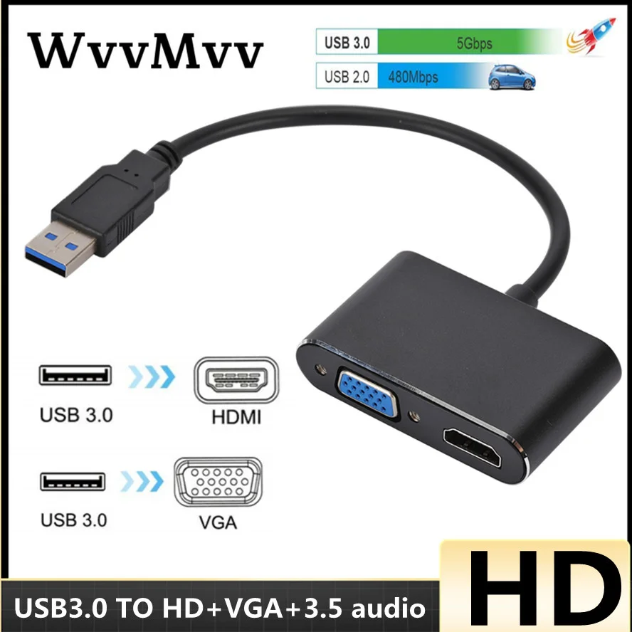 Usb3.0 3 In 1 Hub Usb A Hdmi Compatibile Vga Usb 3.0 Docking Station Ricarica Splitter Adattatore 1080P Per Macbook Air Pro Samsung