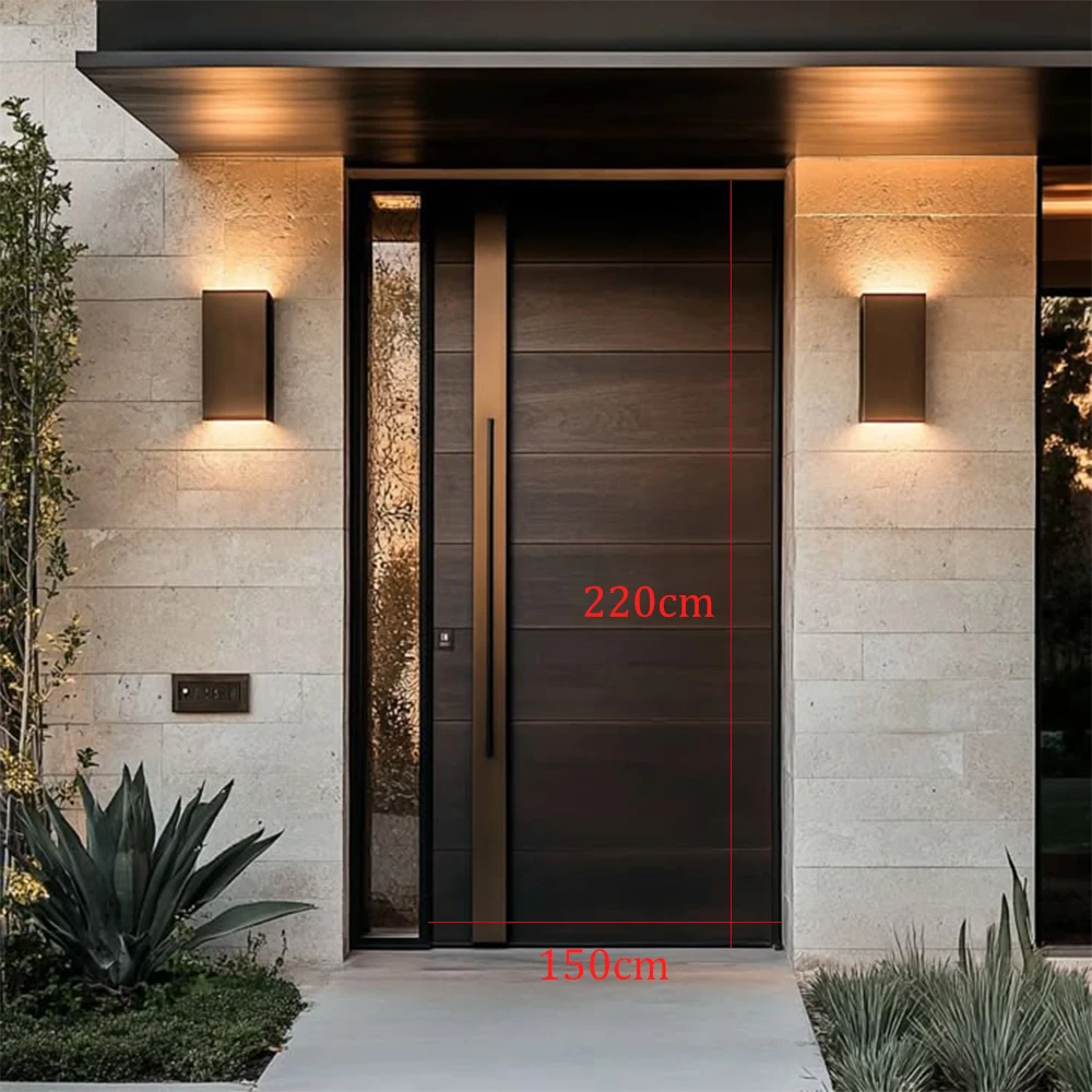 Sixinalu Entrance Doors 1.5x2.2M Wood Grain Pivot Front Exterior Entry Door Aluminum Glass Interior Door Panel Home Decor Custom