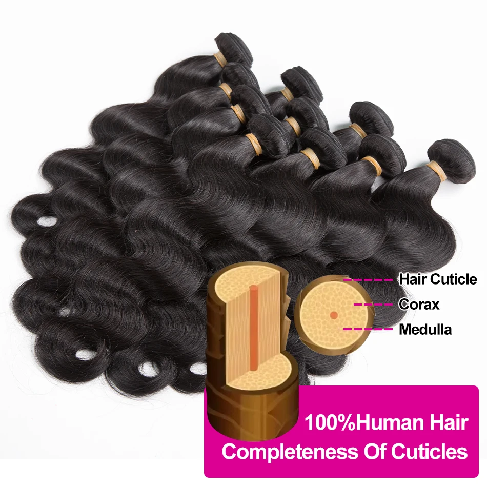 Human Hair Extensions 30 40 Inch Brazilian Virgin Body Wave Bundles