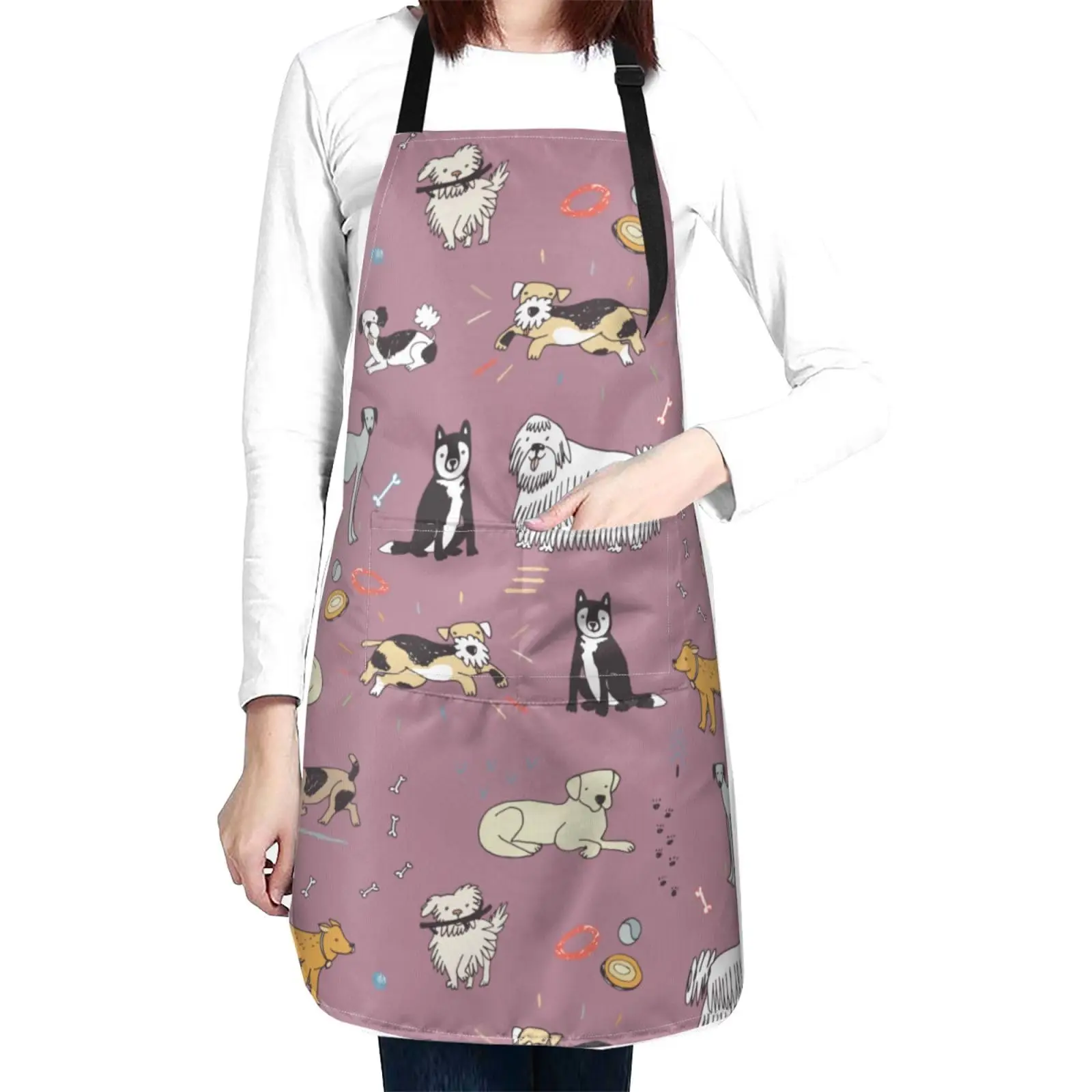 Dog Apron With Pockets - Waterproof Unisex Apron For Cooking, Baking, Gardening, Cute Animal Gift