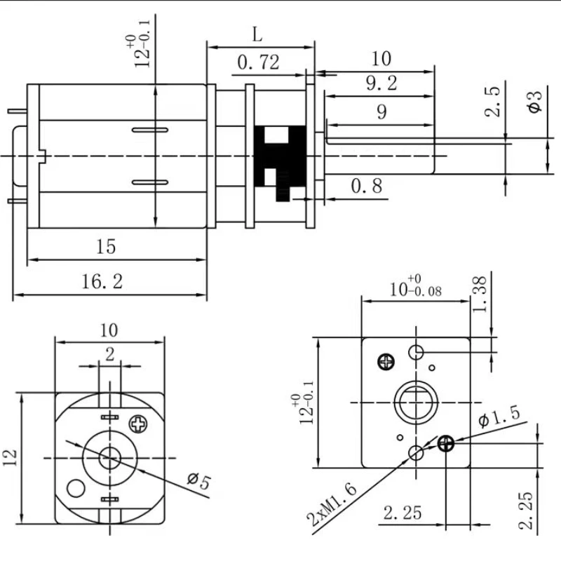 GA12-N20 DC 3V 6V 12V Micro Metalen Tandwielmotor