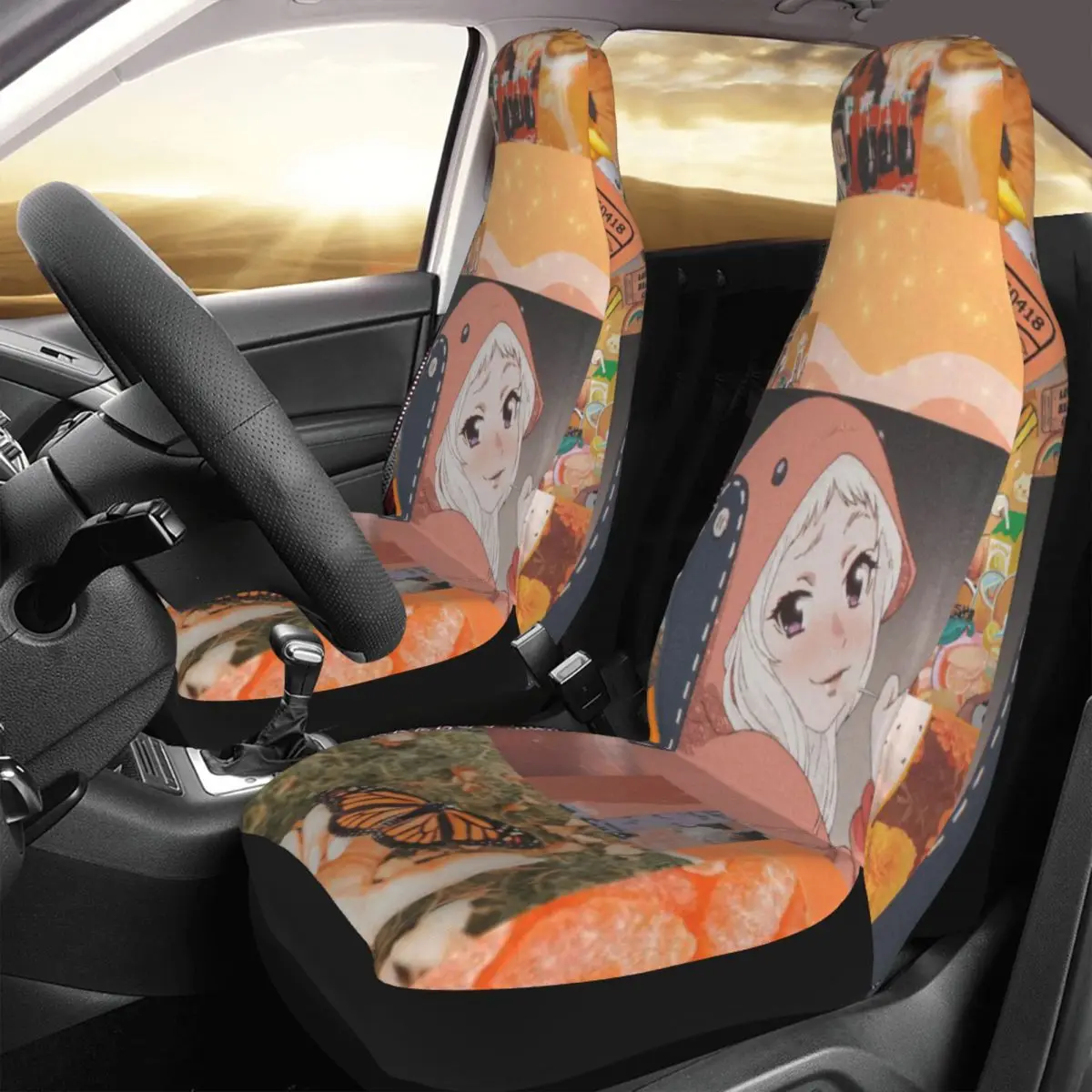 

Kakegurui Car Seat Cover Japanese Anime Custom Printing Universal Front Protector Accessories Cushion Set