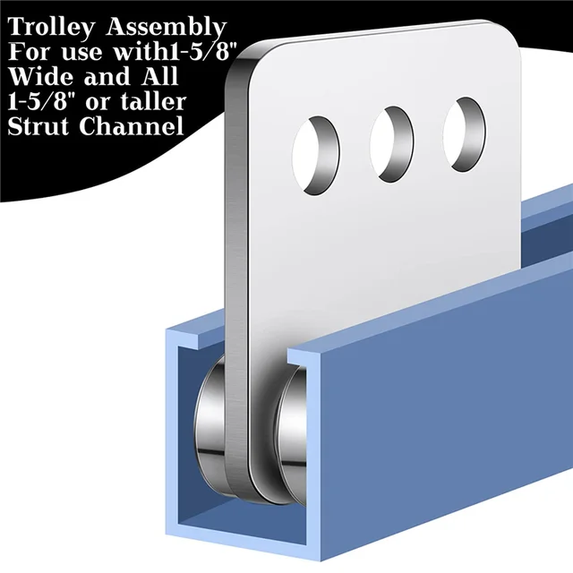 4-Pack Of Light Duty Trolley Assemblies (4 Wheels Each) For 1-5/8 Inch Strut Channel - Galvanized Steel