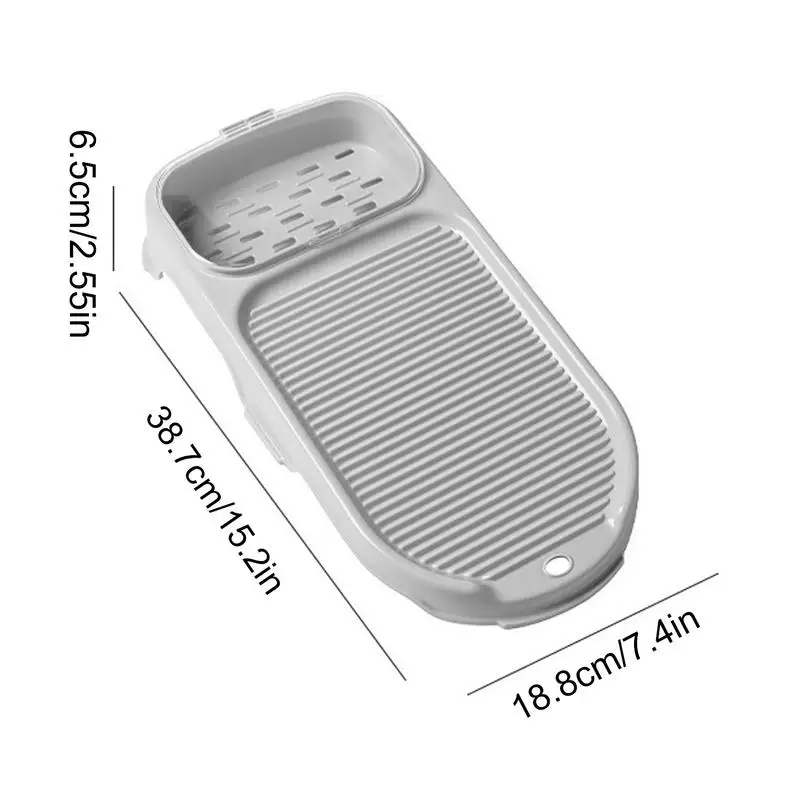 Laundry Scrub Board 2-in-1 Portable Hand Washing Clothes Tool Thicken Rectangle Clothing Scrubber Board With Drain Box Anti-Slip