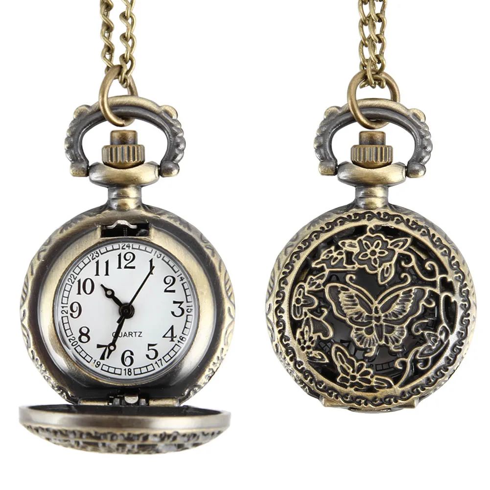 Luxfacigoo Vintage Pocket Small Watch Steampunk Quartz with Chain Hollow Heart thumbnail 7