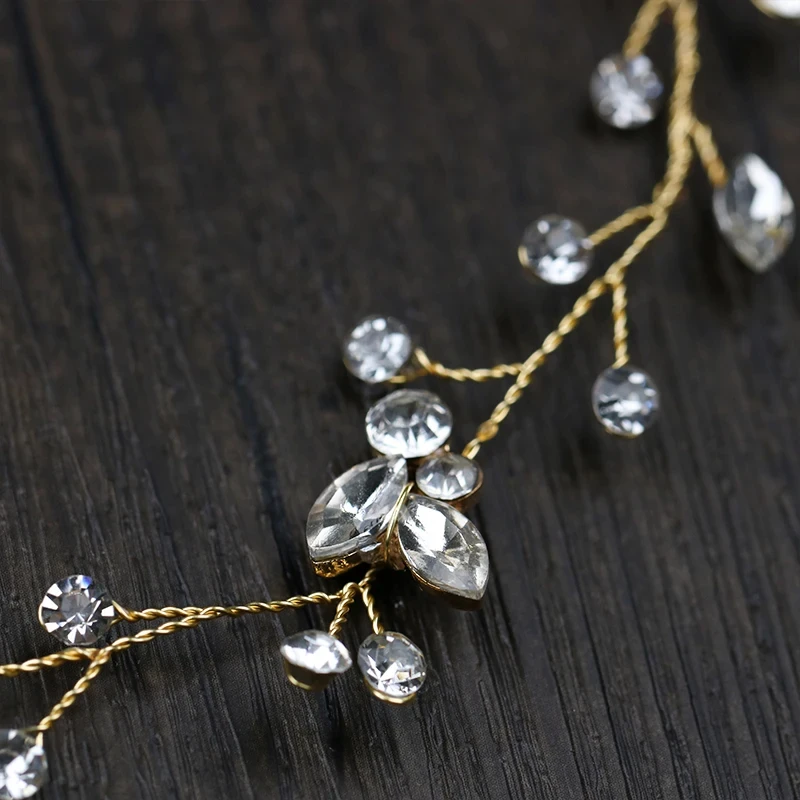 Vintage Gold Silver Color Headbands For Wedding Women Bride Crystal Tiara Hairbands Handmade Hair Jewelry Party Hair Accessories