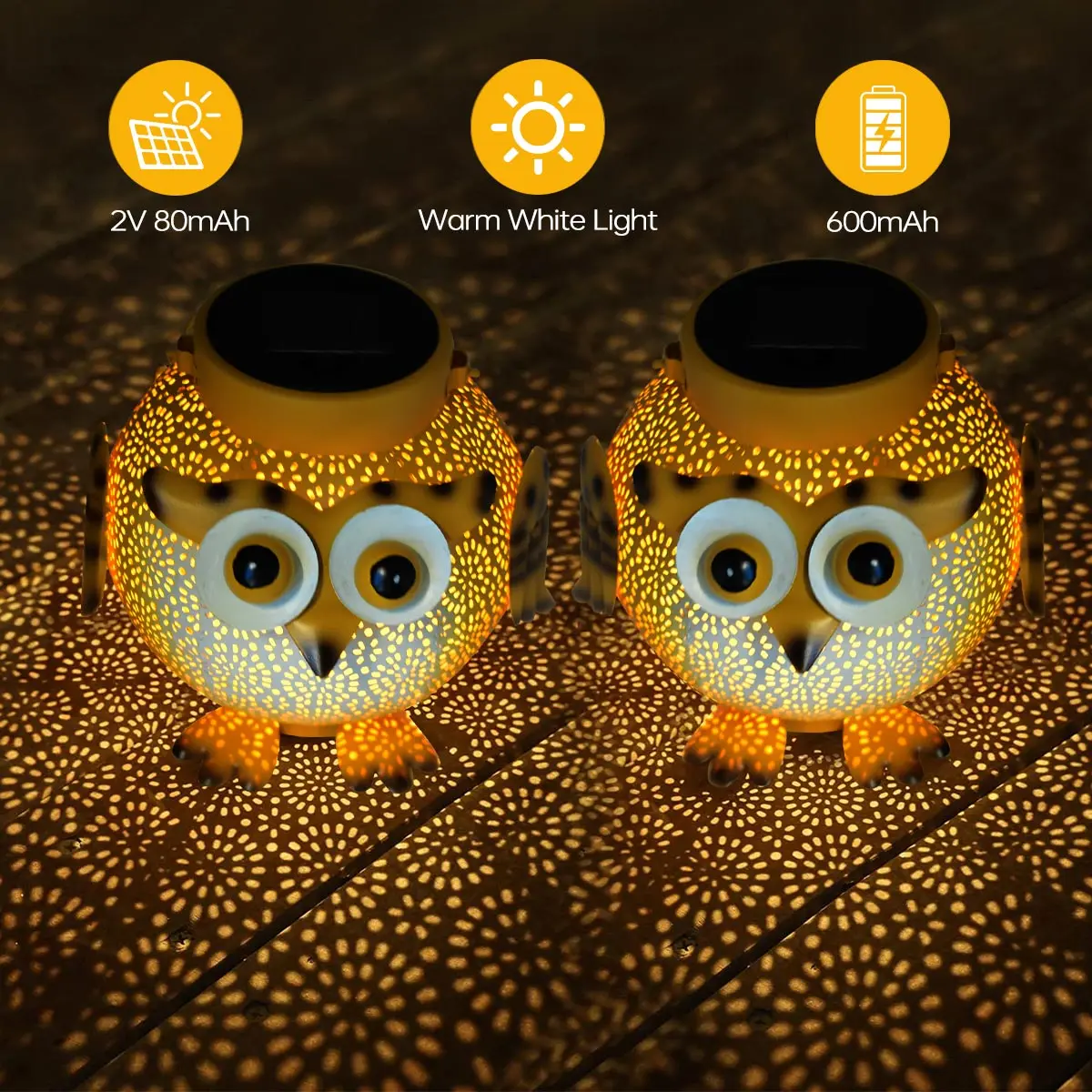 Owl Solar Lanterns Outdoor Waterproof Hanging Solar Lights Owl Gifts for Women Men Metal Decorative LED Owl Lanterns for Garden 4