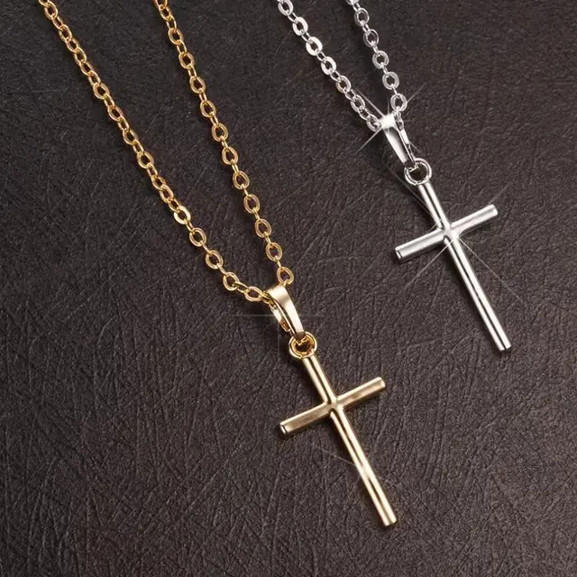 Fashion Christian Jesus Cross Necklaces Silver Color Long Chain Simple Pendants For Women Men Jewelry Gifts Dropshipping 1