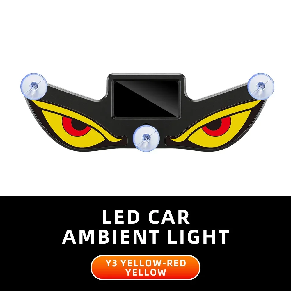 LEDダイナミックエクスプレッションネオンライト、デーモンアイLEDアンビエントライト、車用ソーラーデビルアイライト、リアウィンドウ追突防止警告灯
