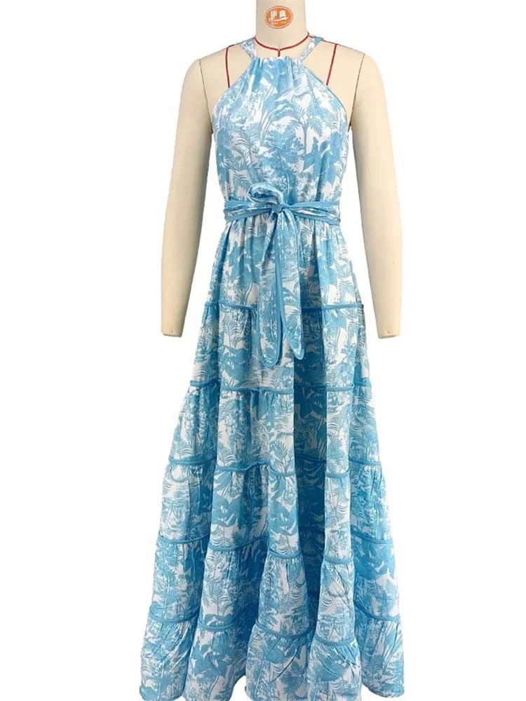 Wmstar Dresses for Women Tie Dye Stretch Maxi Dresses Sweet Big Swing Summer Holiday Clothes Bandage Wholesale Dropshipping