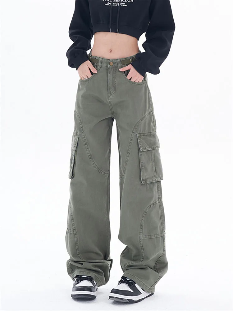 

Vintage Cargo Pants Women'S Fashion Low Waist Trousers 2022 Autumn New Overalls Baggy Straight Jeans Oversized Pants Streetwear