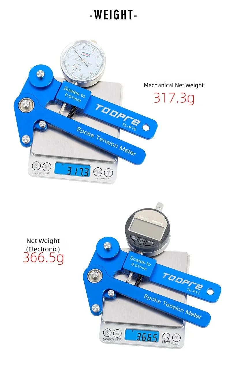 TOOPRE Bicycle Spoke Tension Meter Digital Display Rim Correction Tool Mechanical Wheel Steel Wire Ring Adjustment Measuring