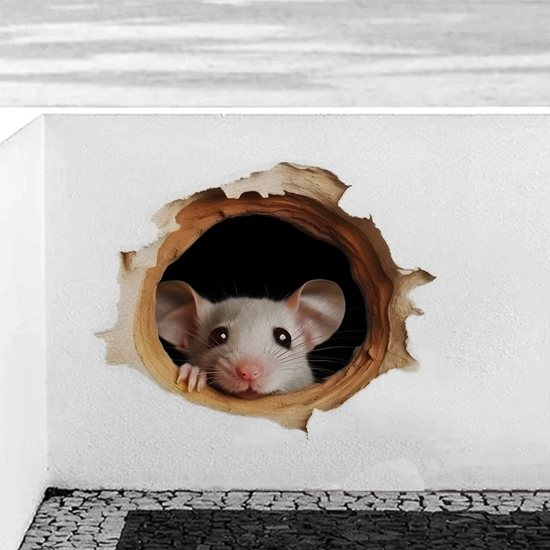 Mouse in Hole Wall Sticker Water-proof