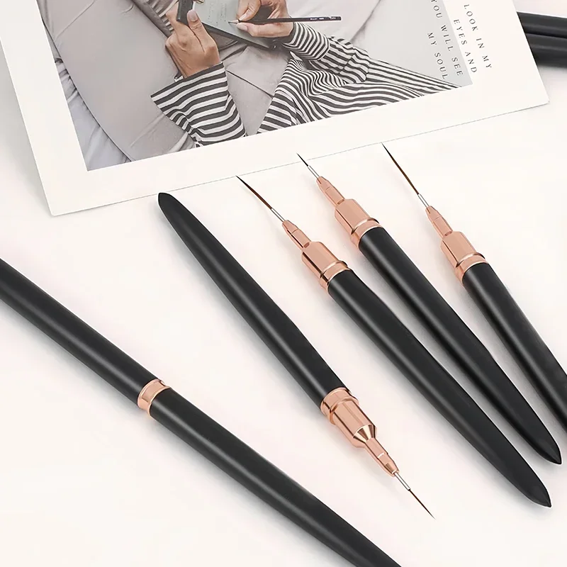 Professional Stripe Nail Art Brushes 1Pcs Nail Line Brush Black UV Gel Painting Pen Carved Art Liner Brush for Manicure nail art brushes nail brushes nail art tools gel nail tools