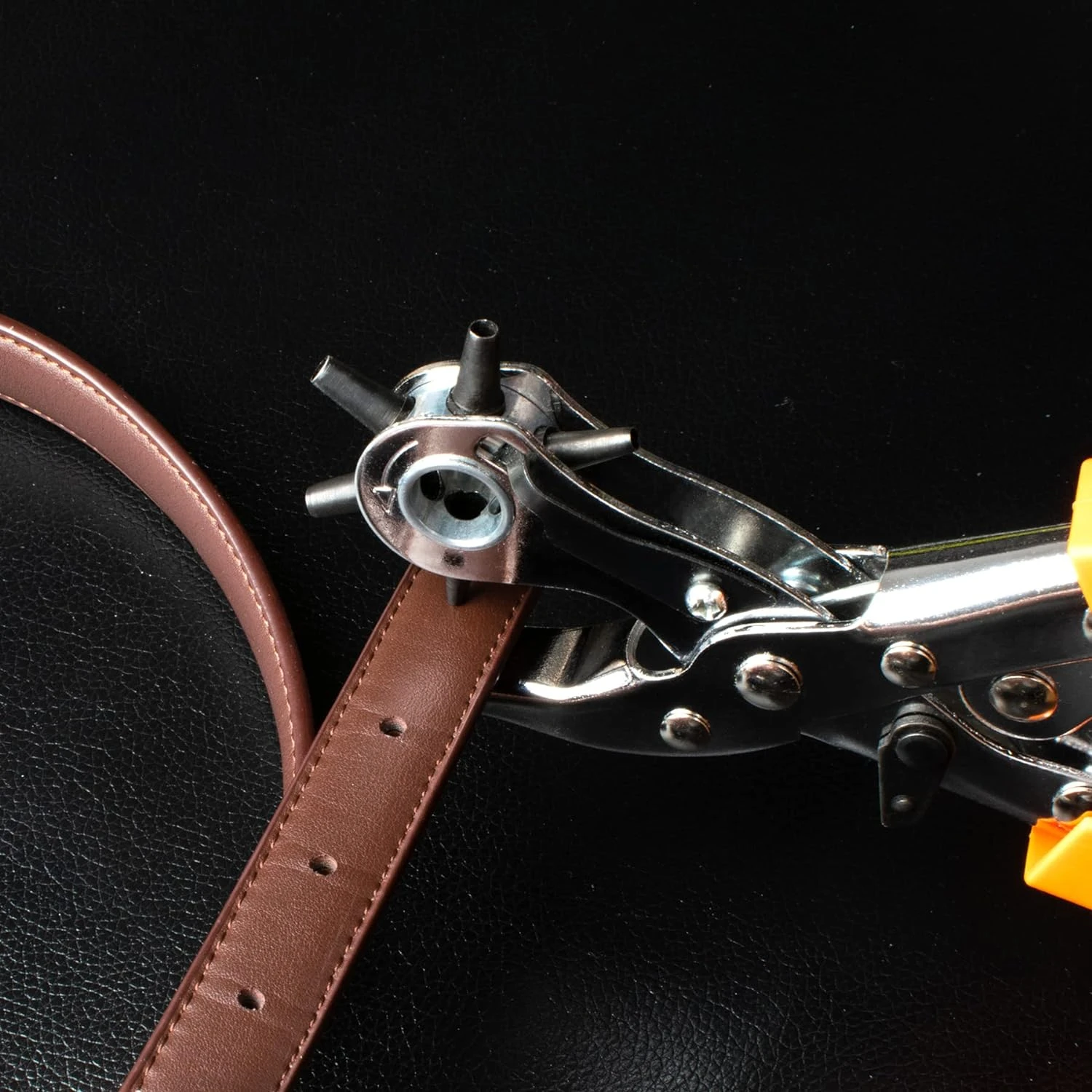 Must-Have High-Quality Durable Essential Silver Rotary Leather Hole Punch Tool for Leathercraft Belts-Versatile Precision Inst