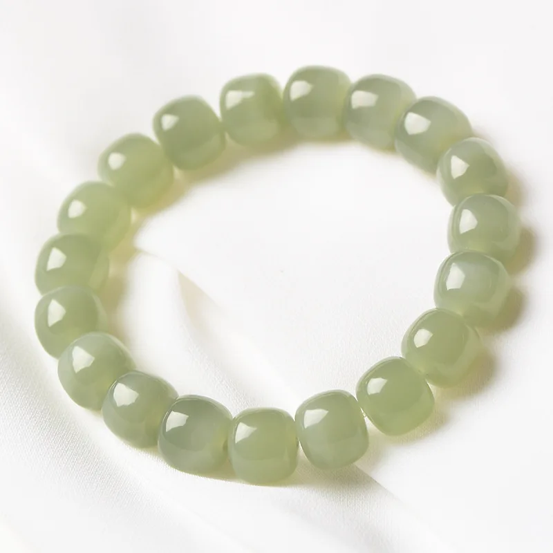 

Tianyi Hetian Jade New Qinghai Material Sunny Water Color Old-Styled Bead Ladies Bracelet