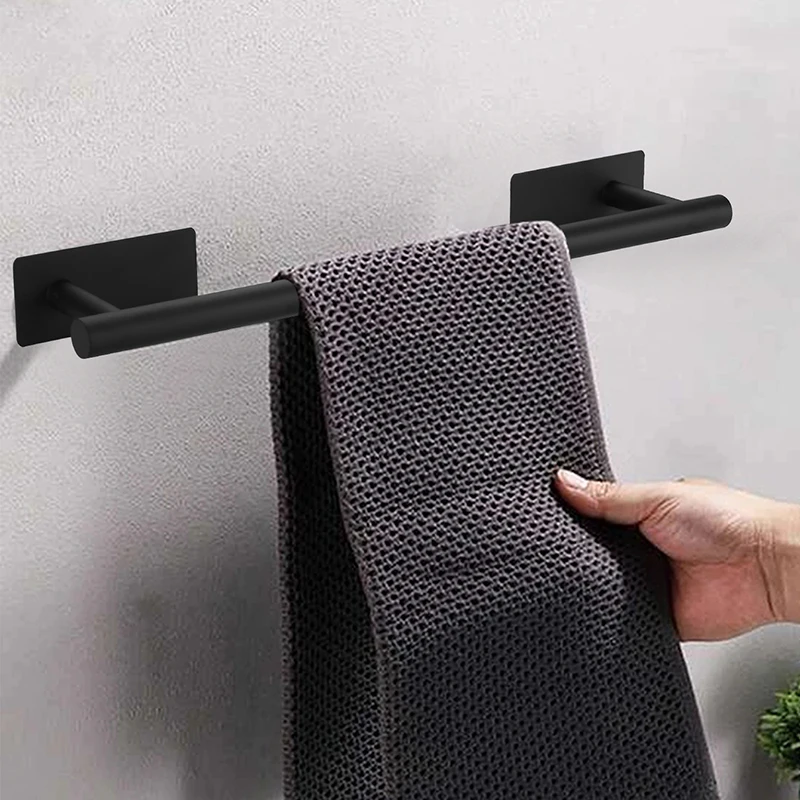 Stainless Steel No Drilling Bathroom Hardware Set Accessories Self-adhesive Toilet Paper Holder Towel Rack Hook Bathroom Kit