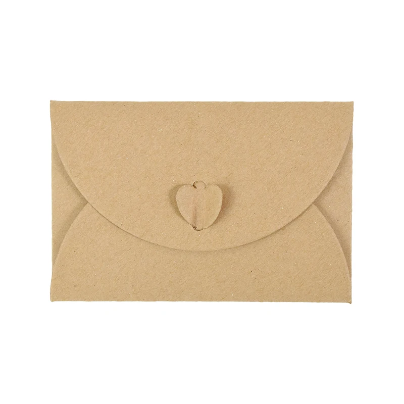 Kraft Paper Envelope 3D Love Button Invitation Greeting Card Valentine's Day Gift Letter Wedding Party Invitation Cards 10PCS