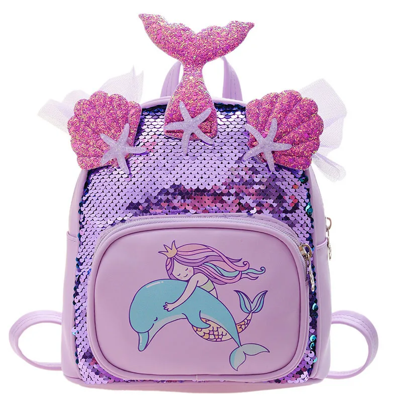 Personalized customization of new children's sequins, fashionable and foreign, cute backpack, mermaid girl kindergarten backpack 4