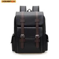 HOMEFISH Men Backpack PU Leather Bagpack Large Laptop Backpacks Male Mochilas Black Schoolbag For Teenagers Boys Brown Sac A Dos 5
