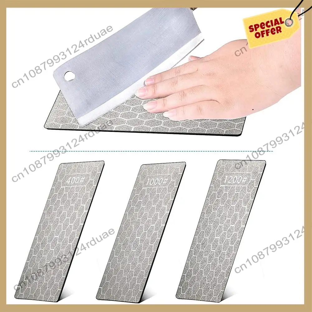 A75T 3Pcs 다이아몬드 샤프닝 스톤 세트 다이아몬드 플레이트 샤프닝 스톤 전문 벤치 스톤(400, 600, 1000)
