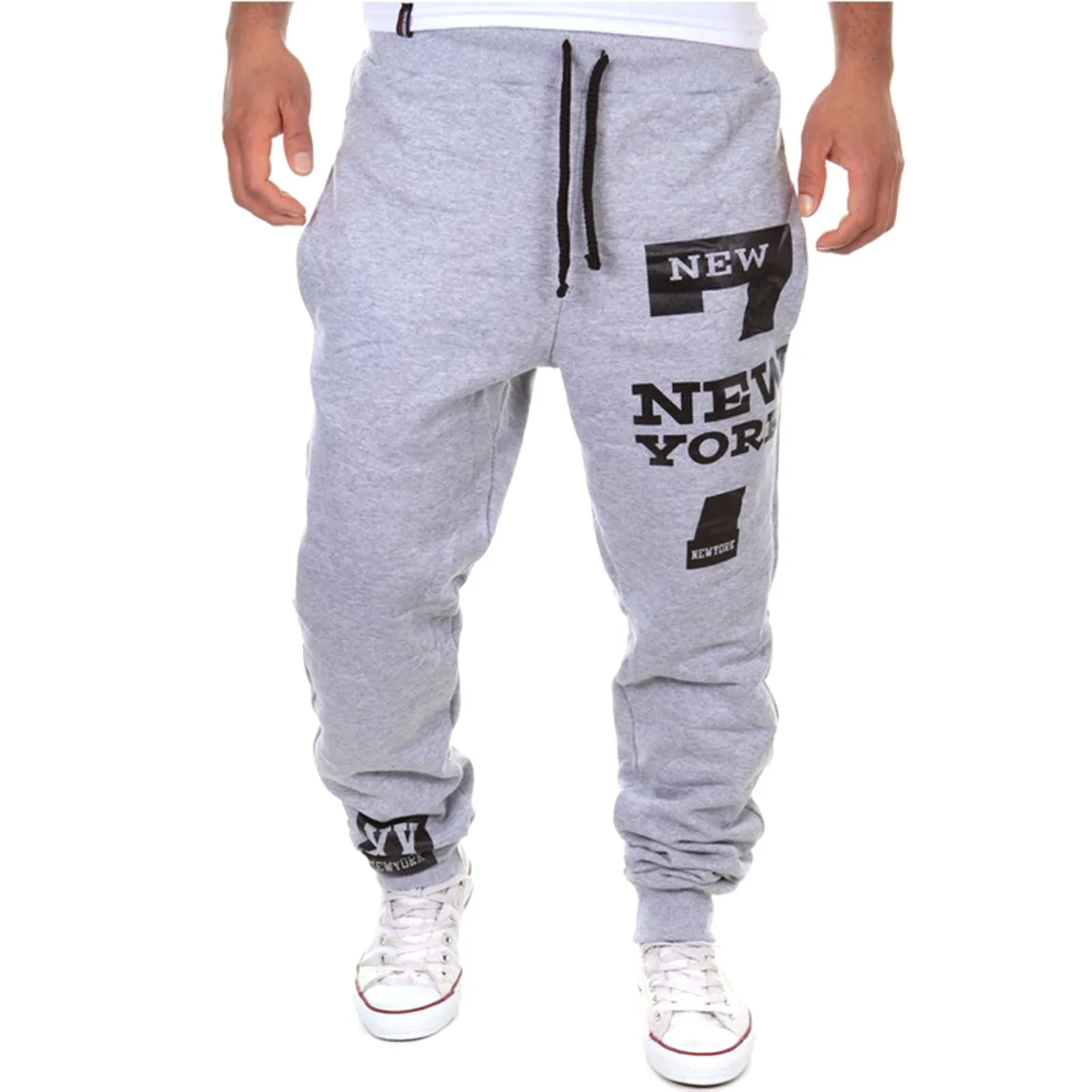 Pantalones de chándal activos con estampado de letras para hombre, Joggers con cordón, cintura elástica, pantalones deportivos para gimnasio, Otoño e Invierno